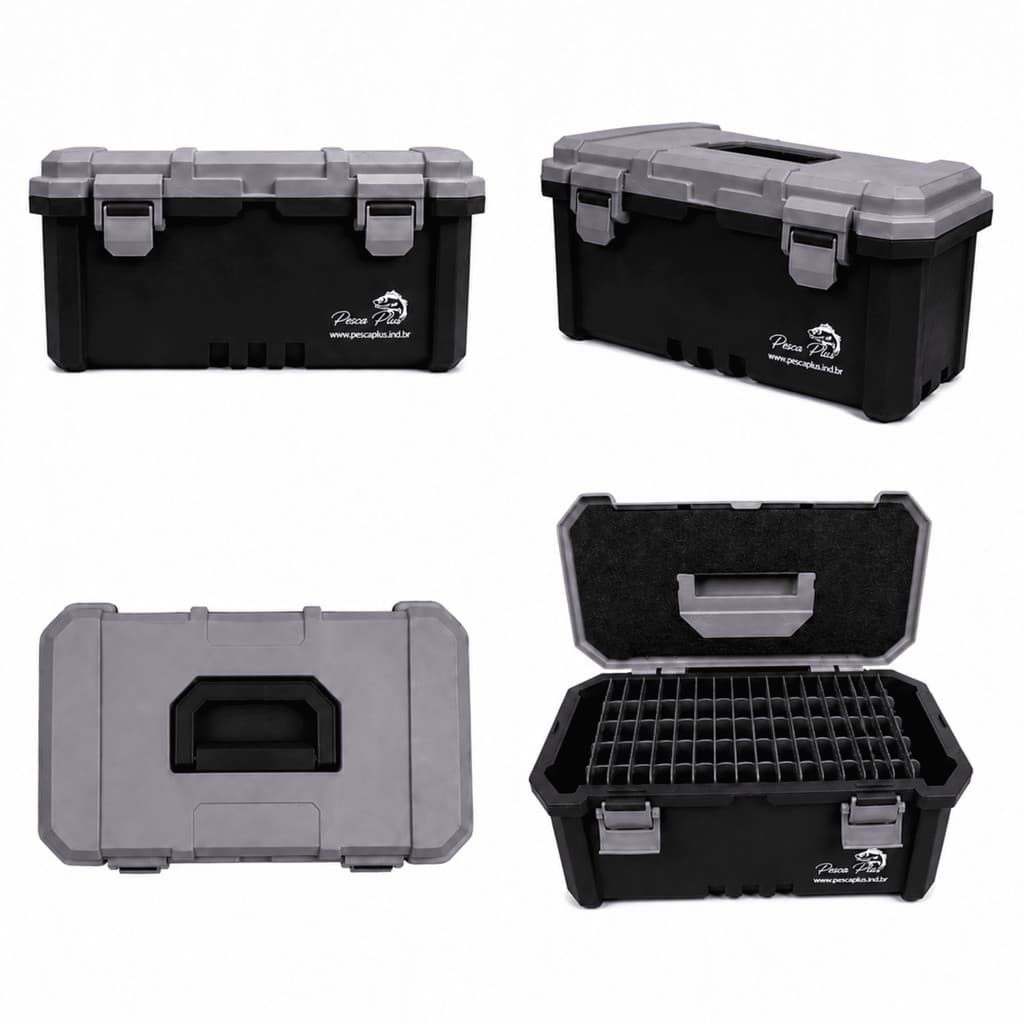 Estojo Organizador Pesca Plus Para Iscas Artificiais - Preto/Cinza