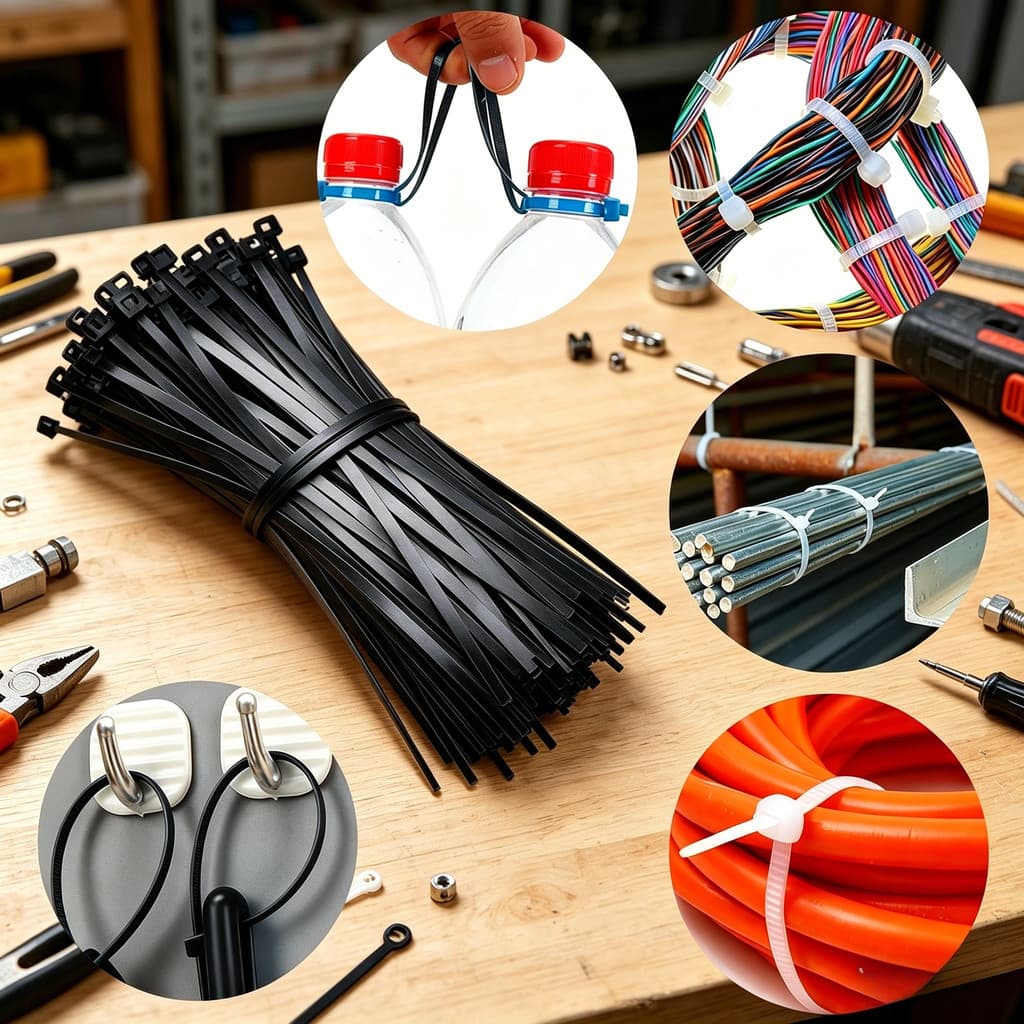 Abraçadeiras de Nylon Pretas 100/300/500 Peças para Organização de Fios, Cabos e Instalações