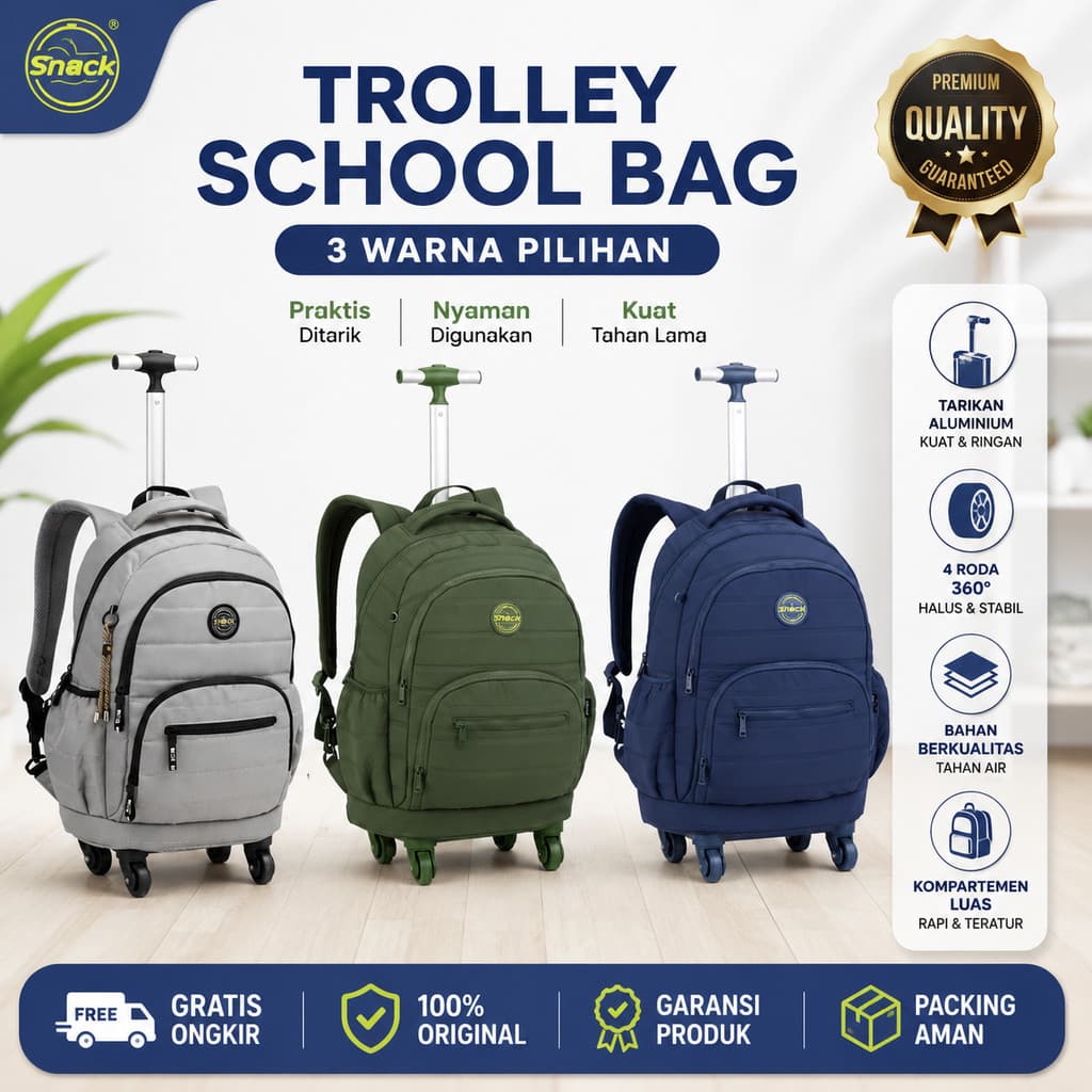 Mochila Escolar Trolley 360° Rodinhas Silicone Reforçada Grande Resistente Premium