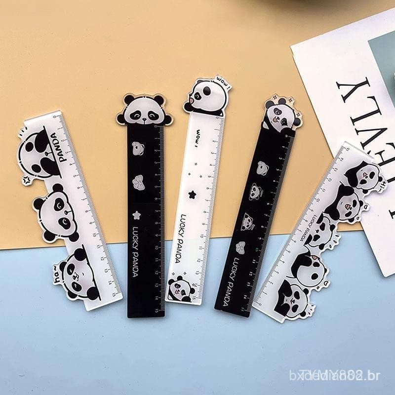 Régua de Panda em Estilo Cartoon Fofo, Material de Papelaria de Acrílico de Alta Qualidade, Ferramentas Criativas e Mode