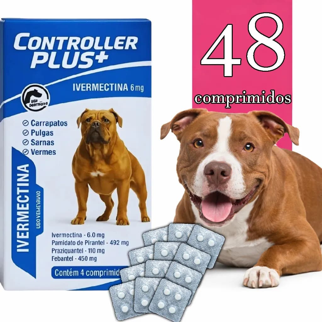 Remédio Anti Pulgas, Carrapatos, Sarnas E Vermes 48 Comp
