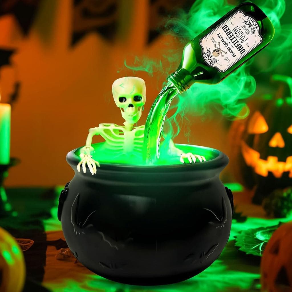 Hexenkessel De Halloween Com Caveira E Máquina De Fumaça Fantasma Decoração Leve Adequado Para De Mesa De Jantar Fogão D