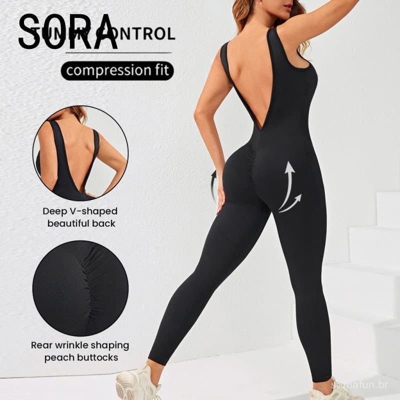 Macacão de Uma Peça com Decote V Profundo Europeu e Americano, Elástico, Justo, de Secagem Rápida, Roupa de Yoga, Costas