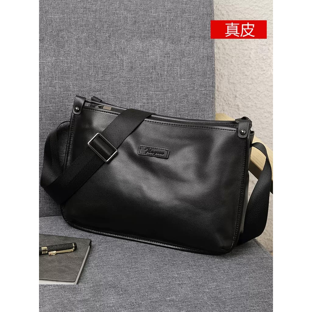 Bolsa de ombro masculina de couro genuíno bolsa Diagonal pequena bolsa de couro Commuter mochila de grande capacidade bo
