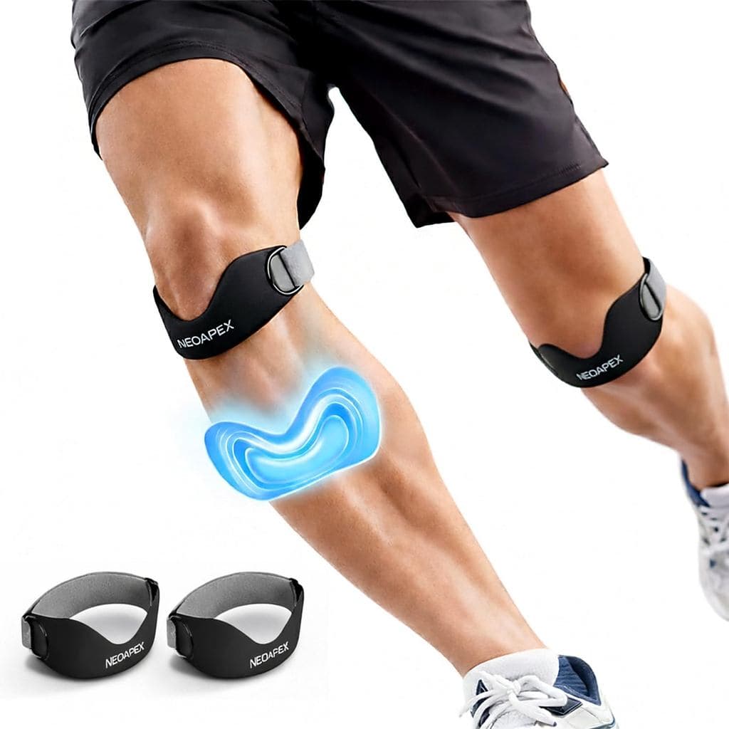 Conjunto de 2 Faixas de Suporte para Tendão Patelar em Silicone, Cinta Ajustável para Alívio da Dor no Joelho para Joelh
