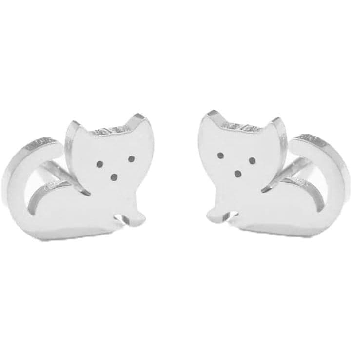 Cute Cat Tiny Stud Earrings for Women Teen Girls Stainless Steel Kitten Cartilage Small Studs Earring Simple Jewelry Gif