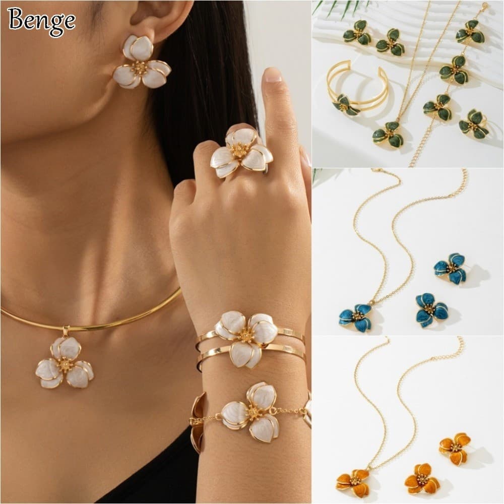 Benge Conjunto De Brincos De Flores Gotejantes Com Colar , Elegante , Vintage , Presente De Feriado , Festa De Férias ,