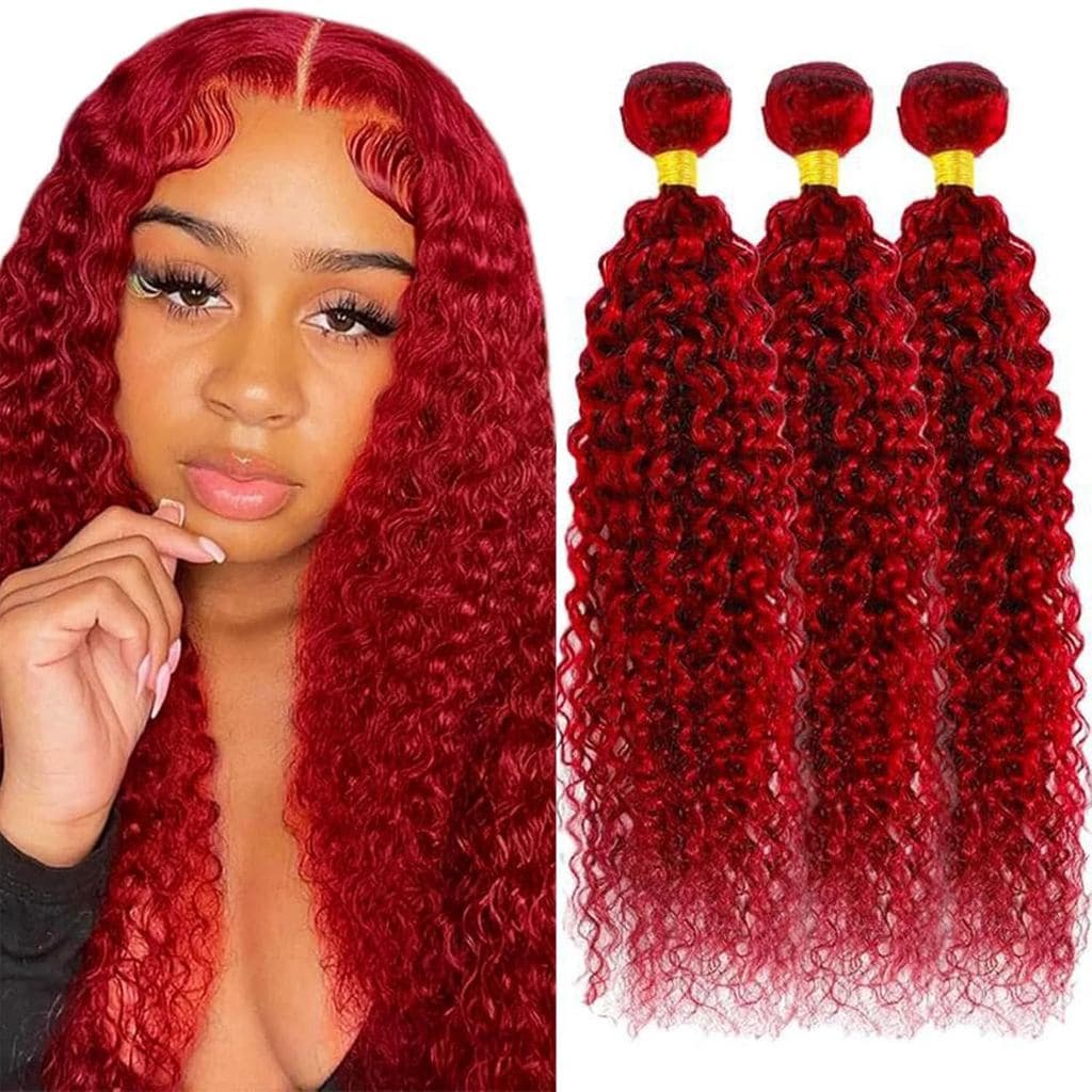 Pacotes de Cabelo Humano Vermelho 26 28 30 Polegadas, Cabelo Humano Ondulado, 100% Cabelo Virgem Brasileiro Não Processa