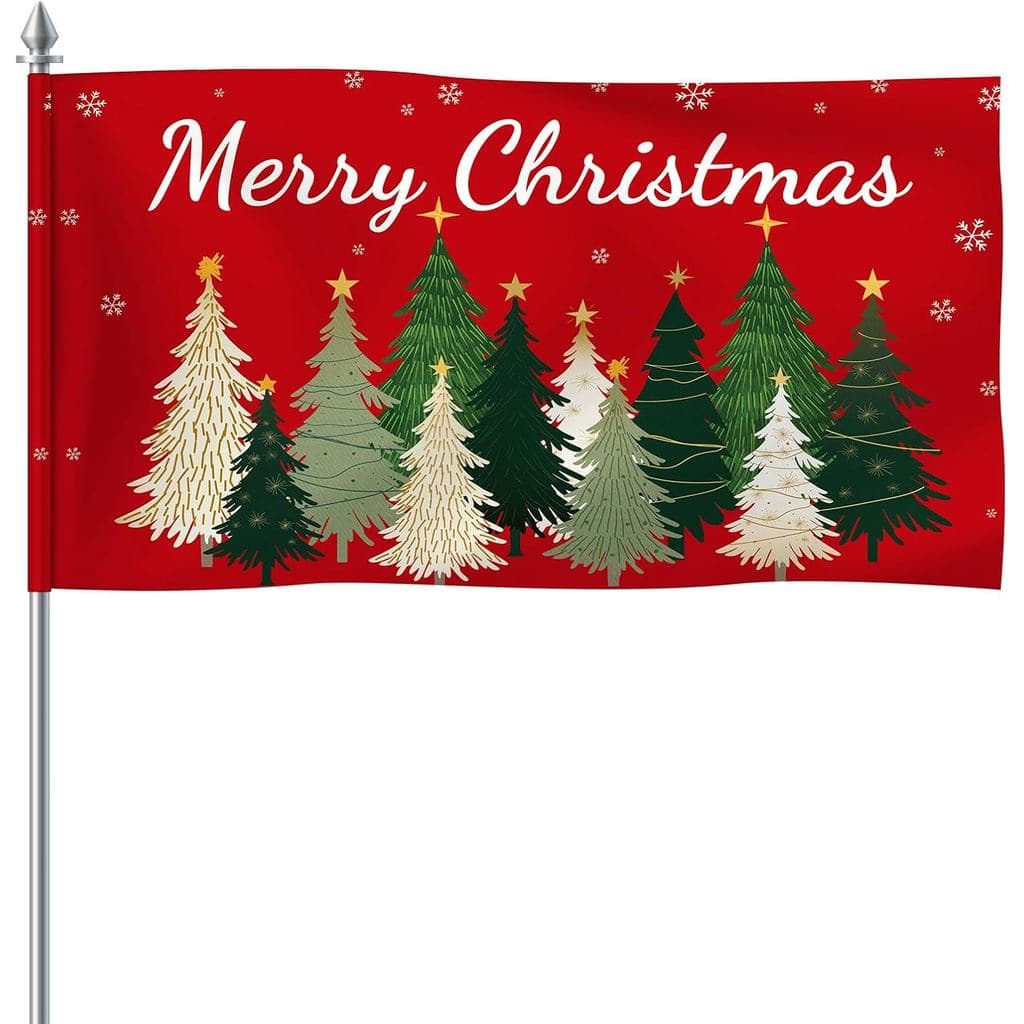 Bandeiras de Natal para Jardim 3x5 Pés Dupla Face, Bandeiras Externas de Feliz Natal, Banner de Árvore de Natal de Inver