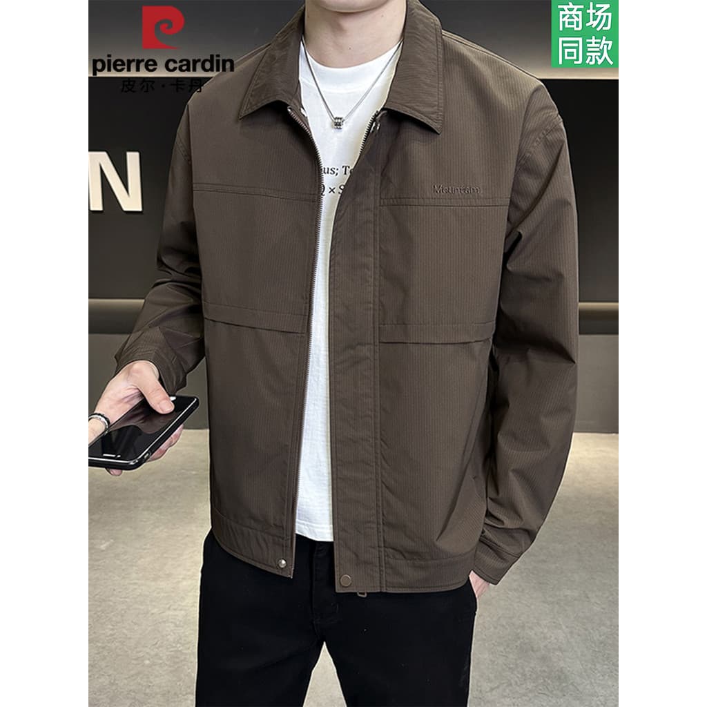 Pierre Cardan lapela genuína jaqueta Casual masculina primavera outono novo estilo masculino solto All-Match jaqueta top