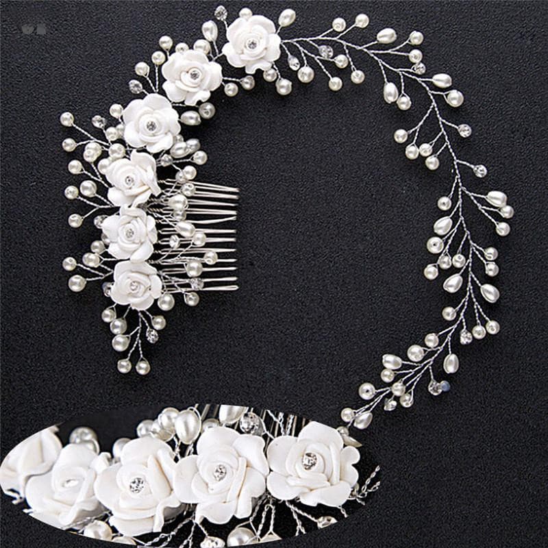 Pente De Cabelo Luxuoso Com Pérolas Para Noivas/Acessório XNIF