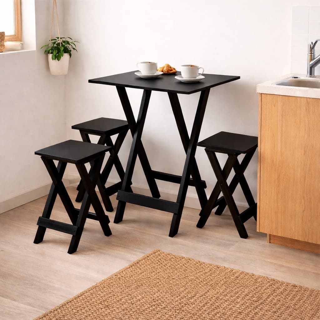 Mesa Alta com 2 Banquetas em MDF Preto – Ideal para Petiscos, Bar e Futebol Qualidade Premium