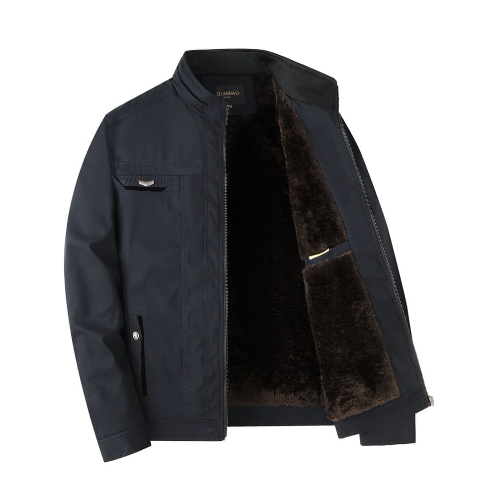 Jaqueta de algodão puro masculina de meia-idade pai roupas de inverno forro de lã engrossado jaqueta acolchoada de algod