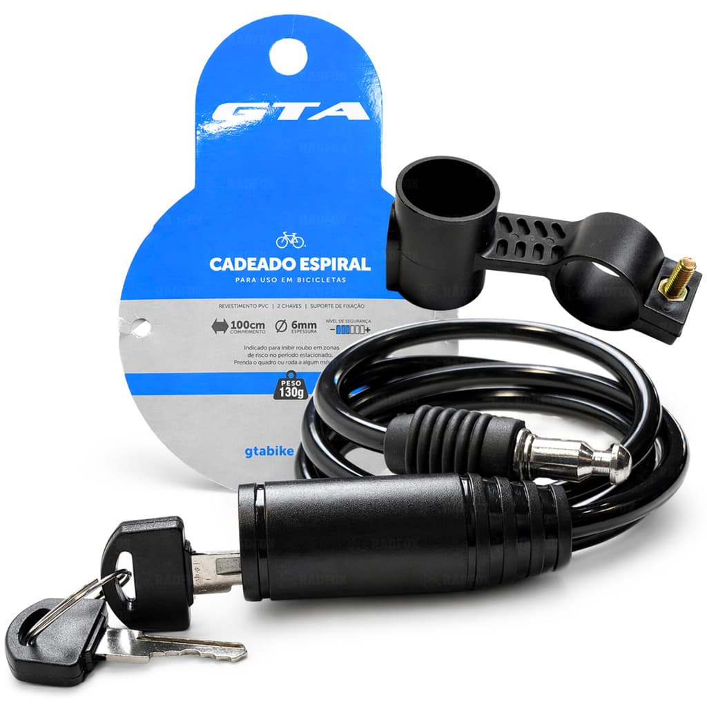 Cadeado Corrente 100cm Cabo Aço Espiral Para Bike E Moto