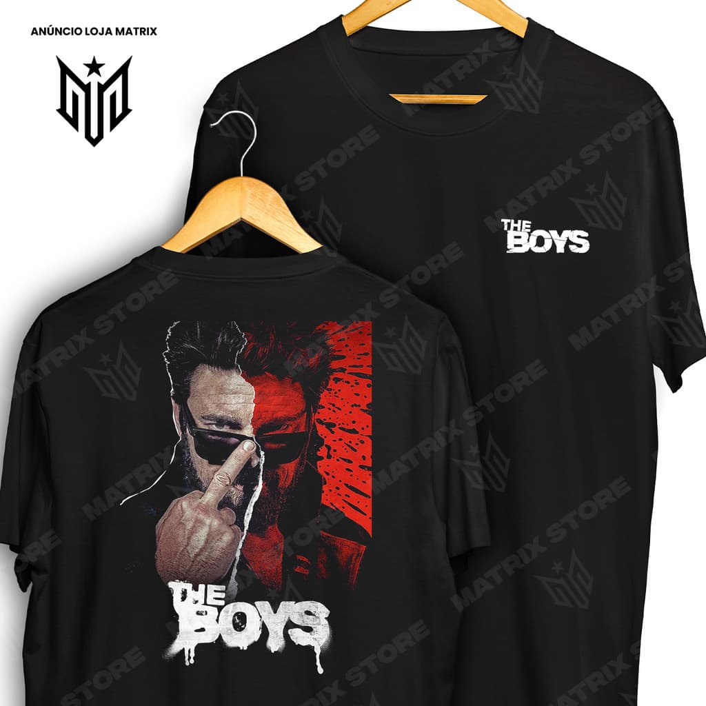 Camiseta Frente e Verso The Boys Billy Butcher Camisa de Série 100% Algodão
