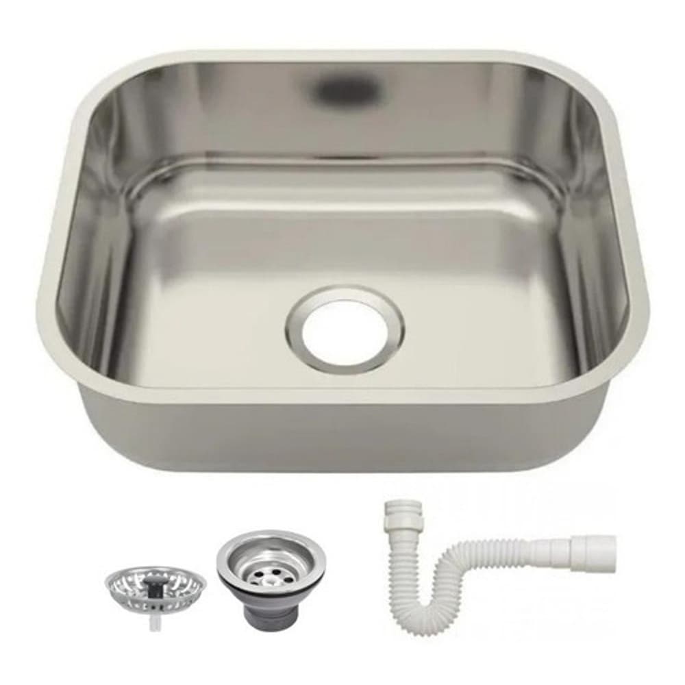 cuba pia cozinha tramontina basic inox 40x34x14 polida valvula sifao cor pre - polido
