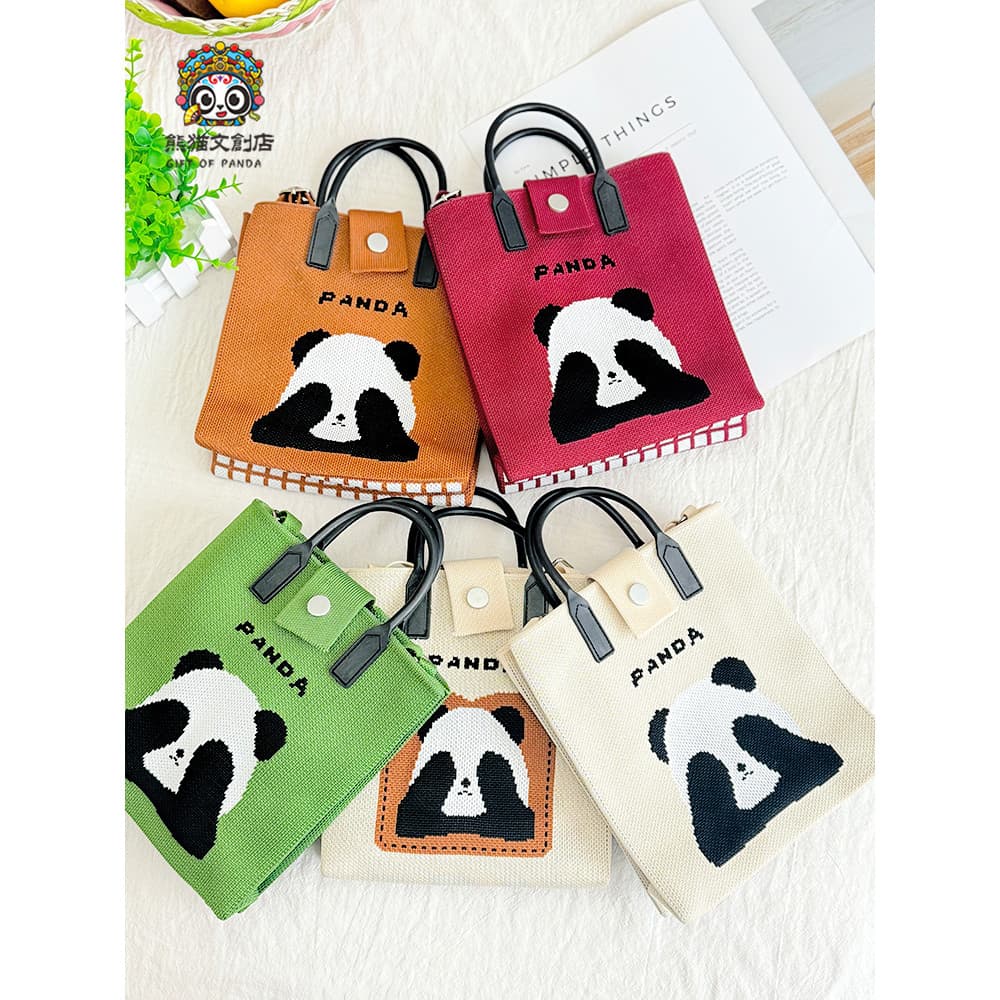 Grande capacidade Panda bolsa de malha feminina Commuter saco estudante sacola All-Match sacola bonito Chengdu Souven
