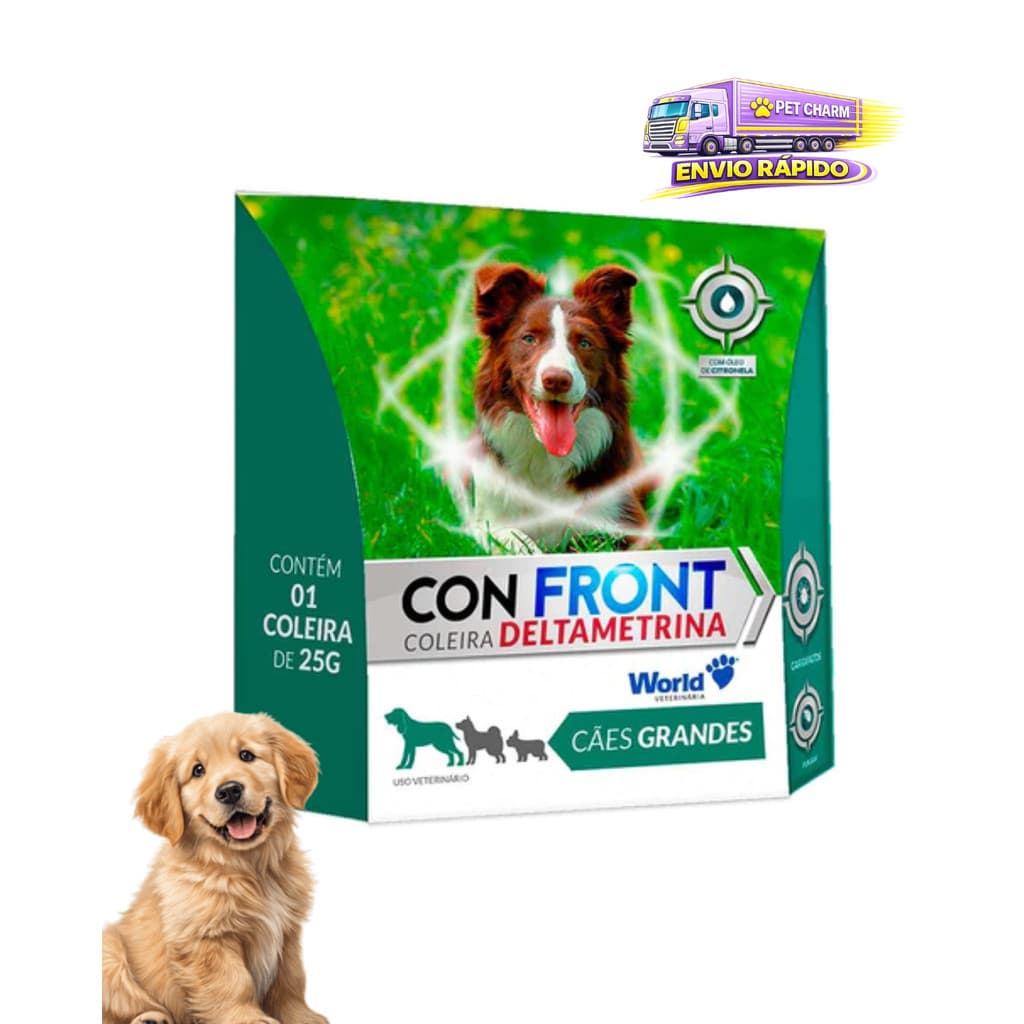 Coleira Antipulgas ConFront Deltametrina 25g para Cães Grande Porte