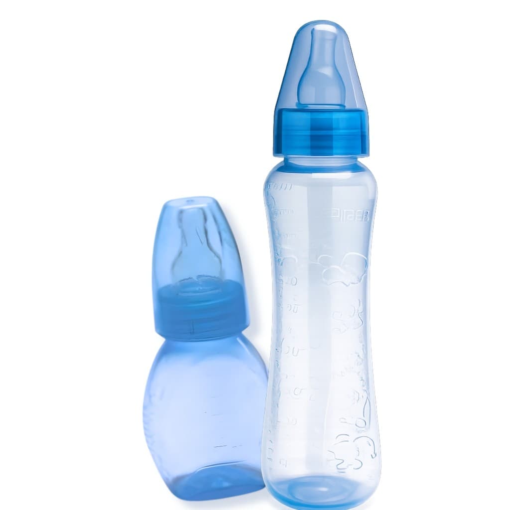 Kit Mamamadeira Chuquinha 80ML + Mamadeira Anatômica 240ML C/ Bico Silicone Livre Bpa Azul Ou Rosa