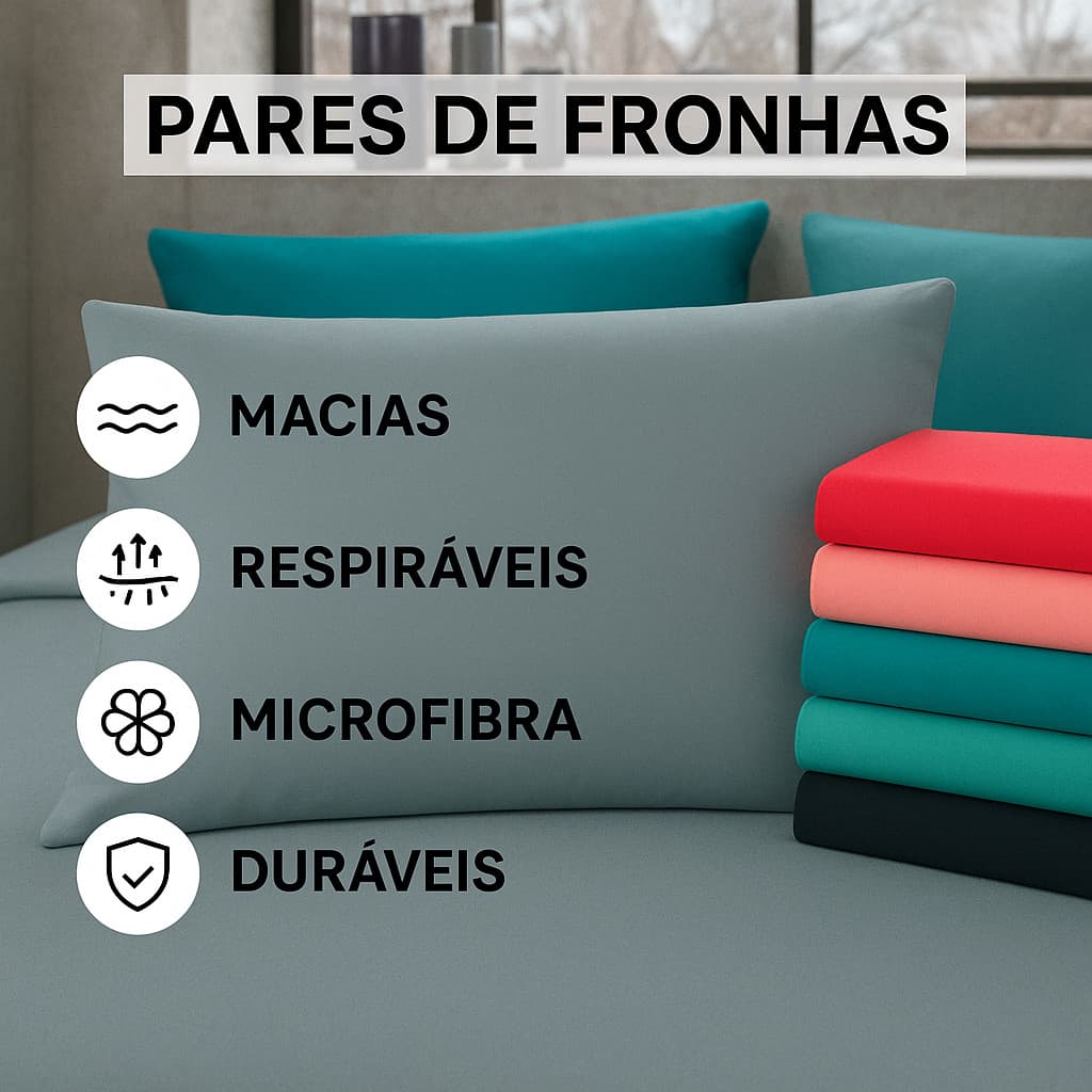 KIT 10 FRONHAS LISAS SORTIDAS MICROFIBRA 400 FIOS 5 PARES TAMANHO PADRÃO
