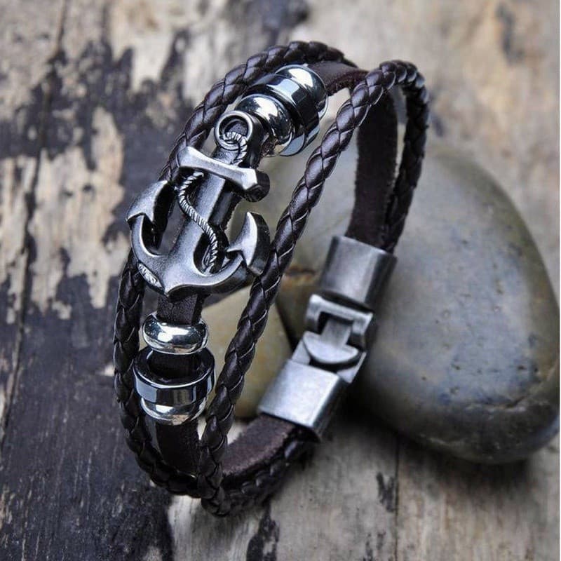 Bom Padrão De Âncora De Couro Vintage Pulseira De Moda Masculina Acessórios De Joias De Festa