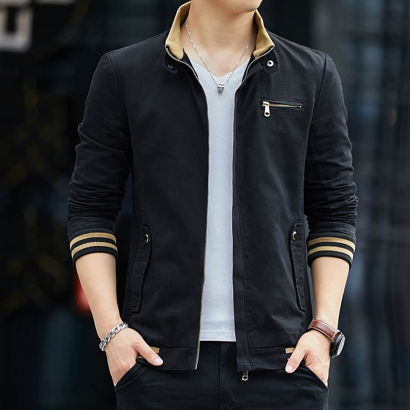Jaqueta masculina primavera outono jaqueta masculina versão coreana magro-ajuste na moda bonito novo estilo puro algodão