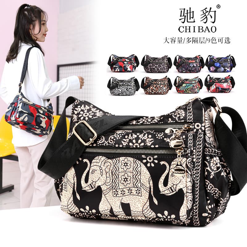 Chibao impresso Cross-body saco feminino 2025 novo estilo saco de pano de grande capacidade Multi-camada leve bolsa de o