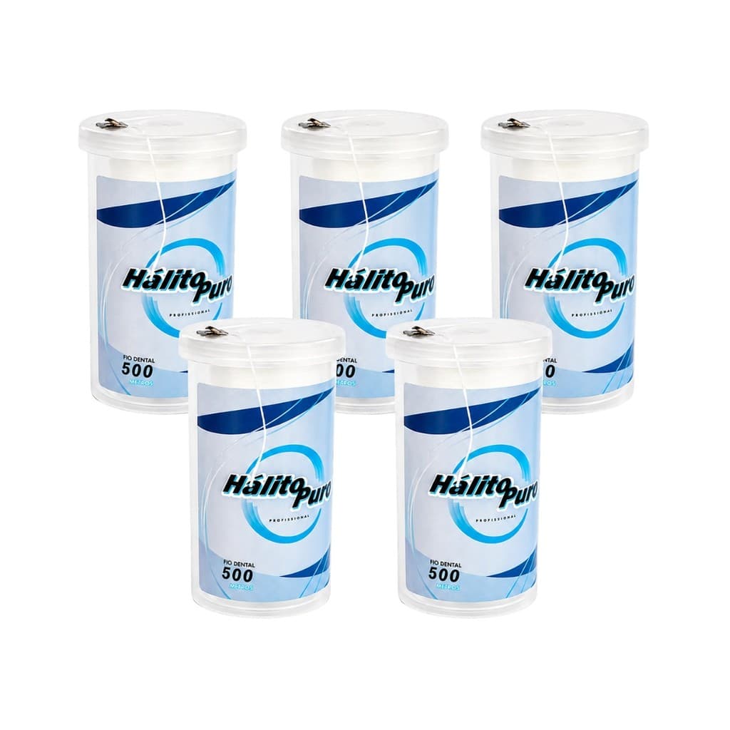 Kit 5 Fio Dental 500 Metro Hálito Puro Profissional Encerado