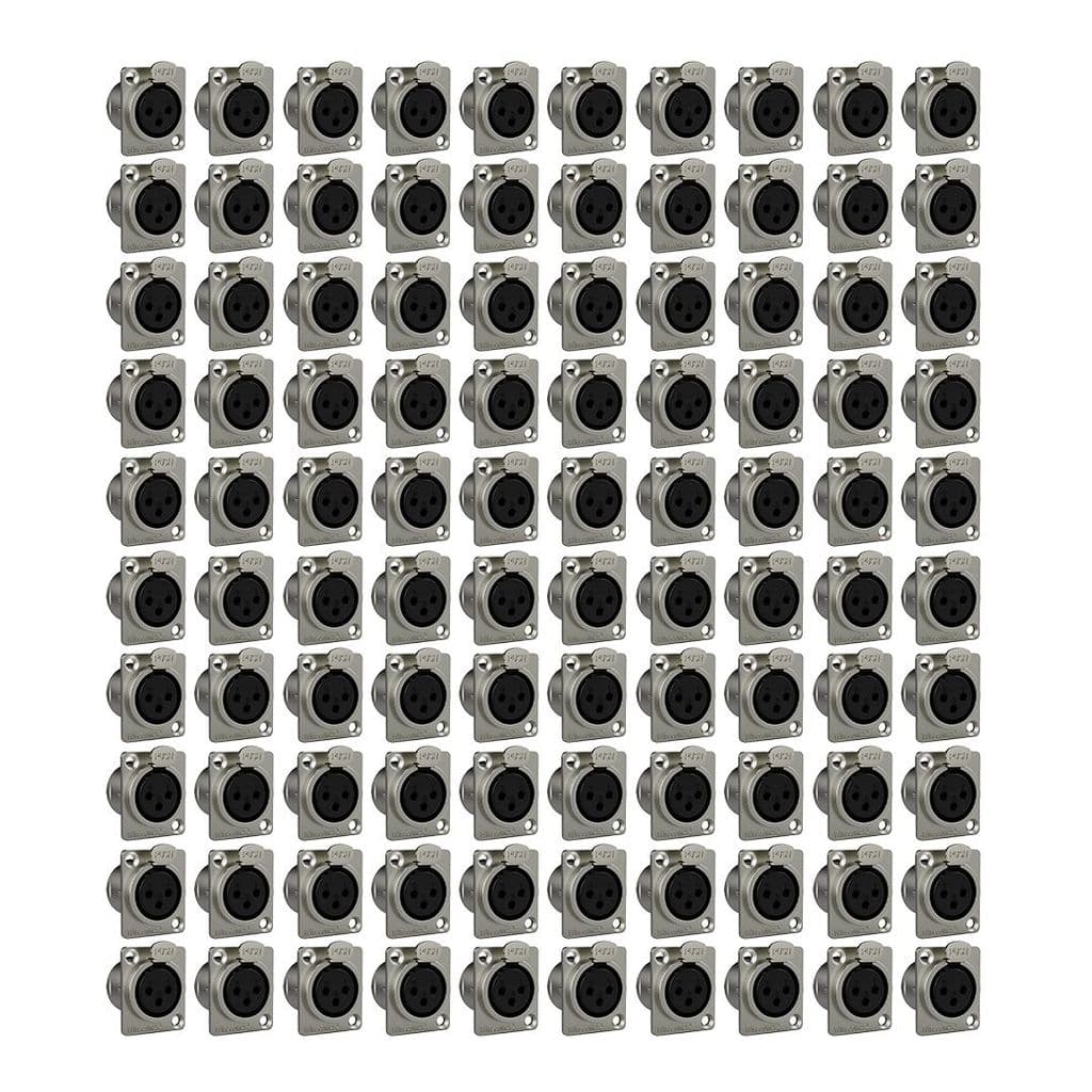 Kit 100 Conectores XLR Femea WC1023 Painel Wireconex