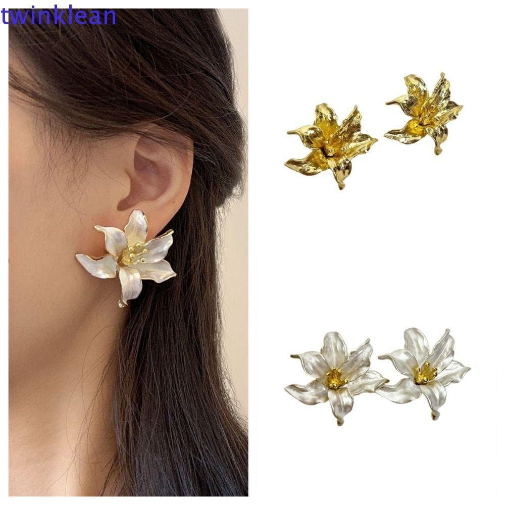 Brincos De Flor TWINKLEAN , Flores Para Pintura De Cozimento A Óleo Por Gotejamento , Acessórios De Orelha Plissados Irr