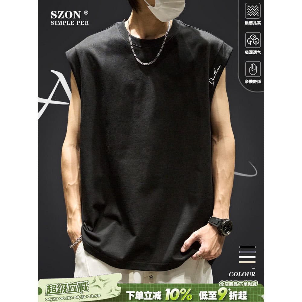 Colete masculino verão ins americano Street wear impresso sem mangas camiseta solta tamanho grande topo Casual exterior