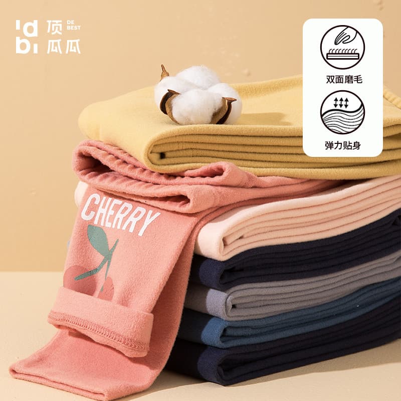 Top guagua topo guagua crianças calças quentes dupla face escovado roupa interior Leggings meninos forro de lã calças co