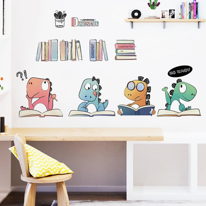 Decoração de parede de mesa dos desenhos animados adesivos de parede auto-adesivo quarto adesivos de parede pequeno dino