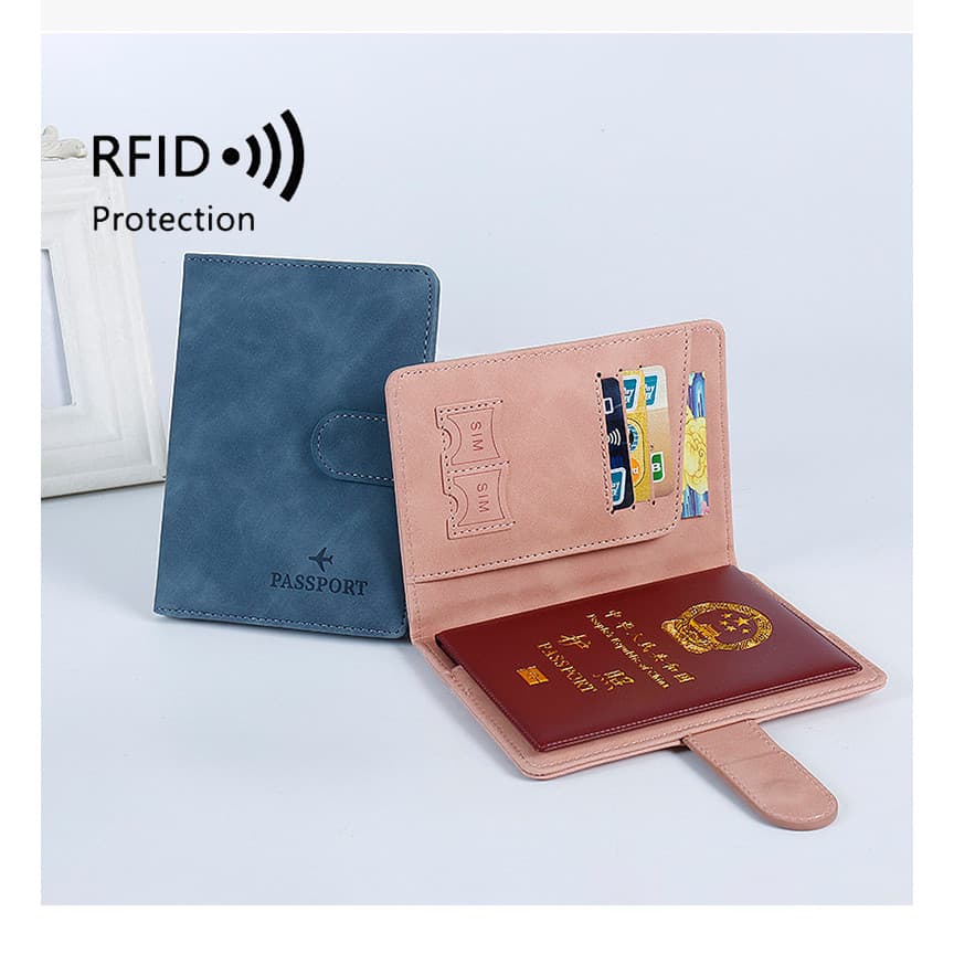 R RFID passaporte saco titular fivela magnética multifuncional documento titular do cartão de armazenamento carteira de