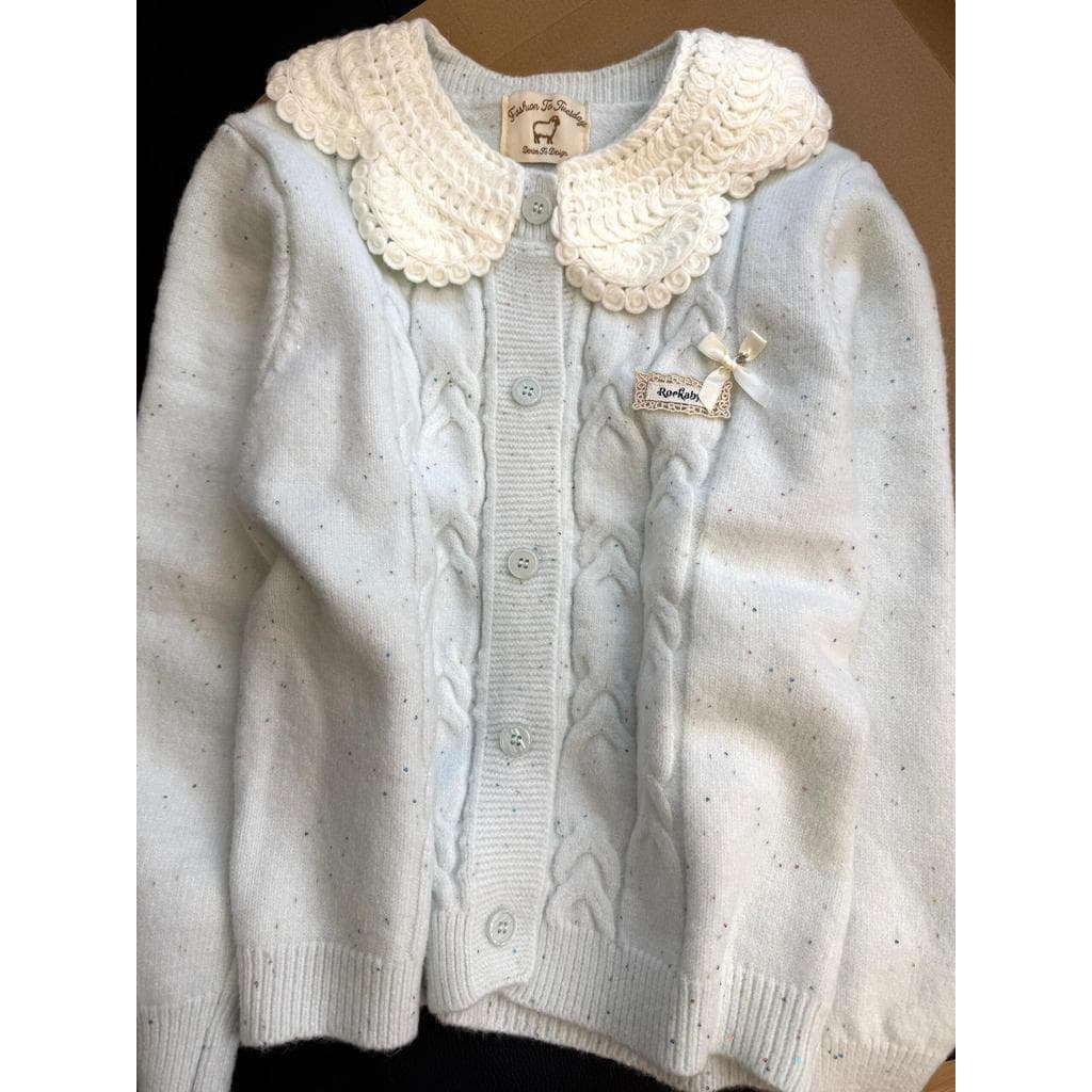 2025 novo estilo outono inverno malha cardigan feminino camisola jaqueta feminina estilo Preppy renda cardigan feminino