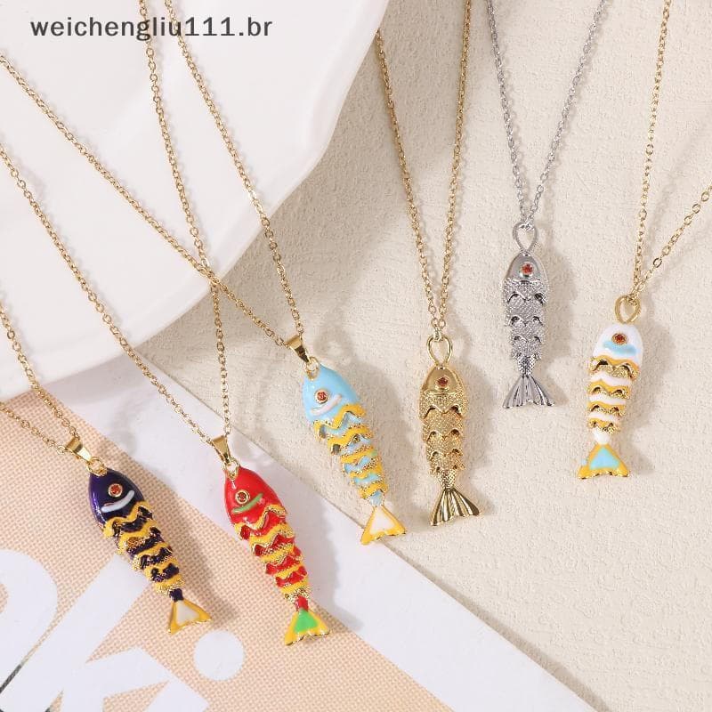 # weicheng Colar Com Pingente De Peixe Colorido Série Oceano De Verão Personalizado E Elegante Joia De Peixinho Dourado