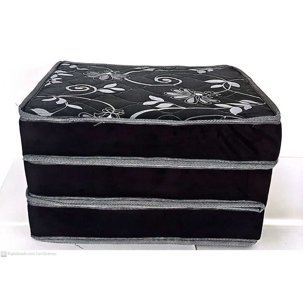 Colchão Puff  3/1 solteiroD33 PRETO 180x60x10 dobravel acampamento camping praia sitio