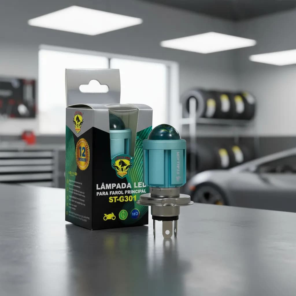 Lâmpada Led H4 Moto Super Branca Farol Efeito Xenon 6500k H4 MT01 LOJAAGORA