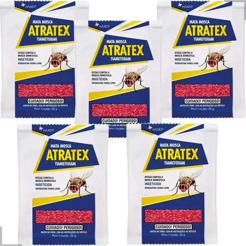 Atratex Mata Moscas Domestica Isca Granulada Kit 5 X 25gr