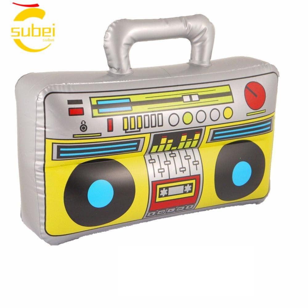 SUBEI Gravador De Rádio Inflável Brinquedos Inflados Musical Carnaval Festa Retro Vestido Acessório
