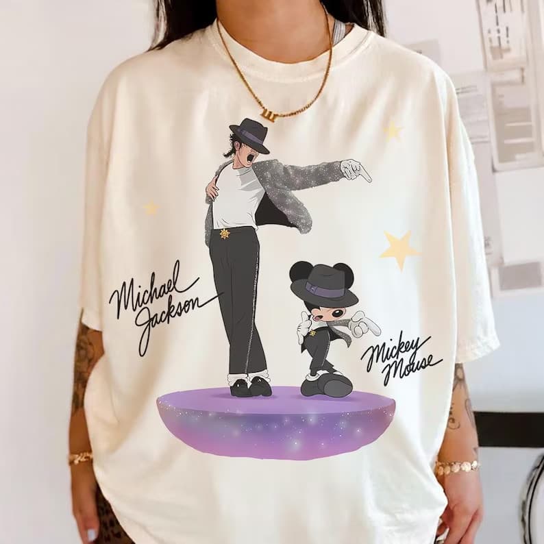 Camiseta Masculina Feminina Oversized Estampa Michael Jackson Mickey Dança T-shirt Streetwear