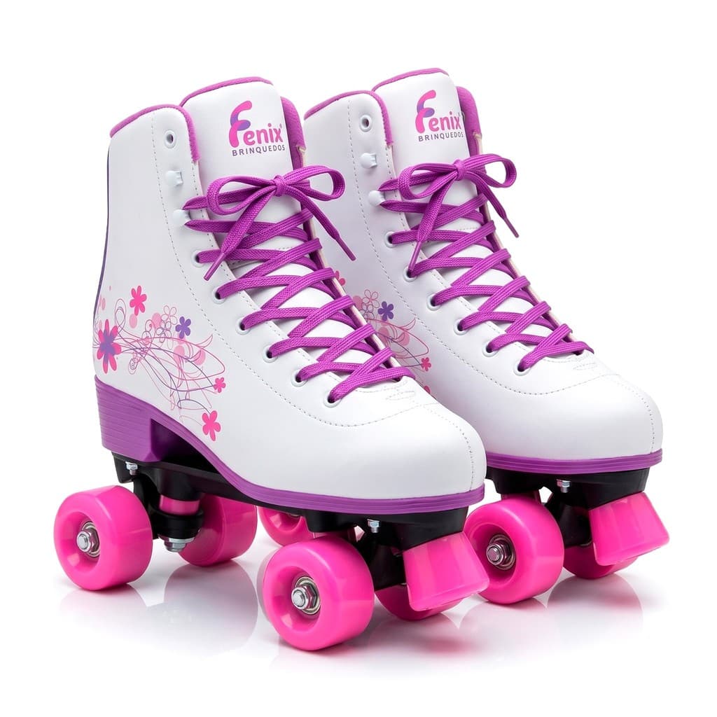 Patins Quad Roller 4 Rodas 39-42 Adulto Feminino Com Freio E Regulagem Rosa
