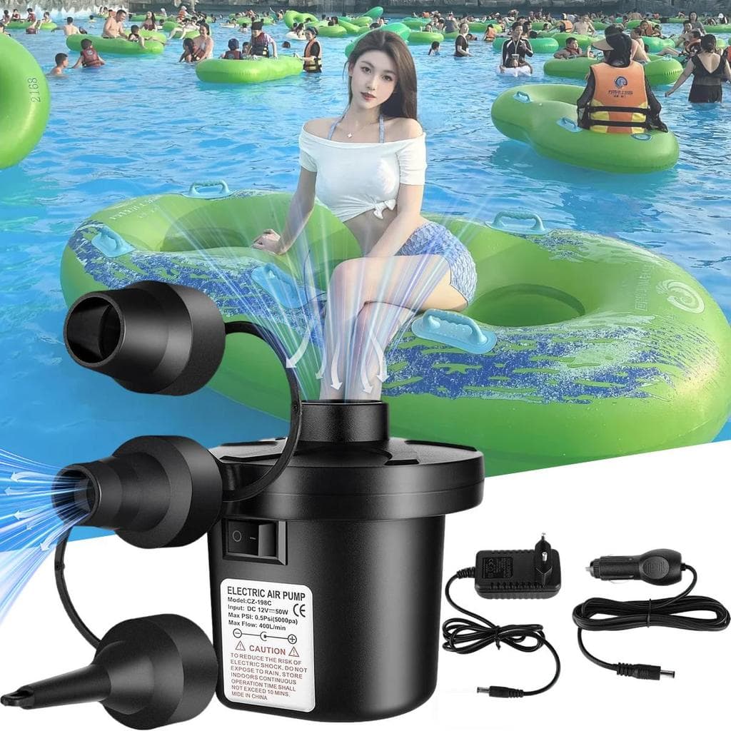 Bomba de Ar Elétrica Portátil Auto Inflável Dupla Função Inflar e Esvaziar para Colchão de Ar Piscina e Barraca