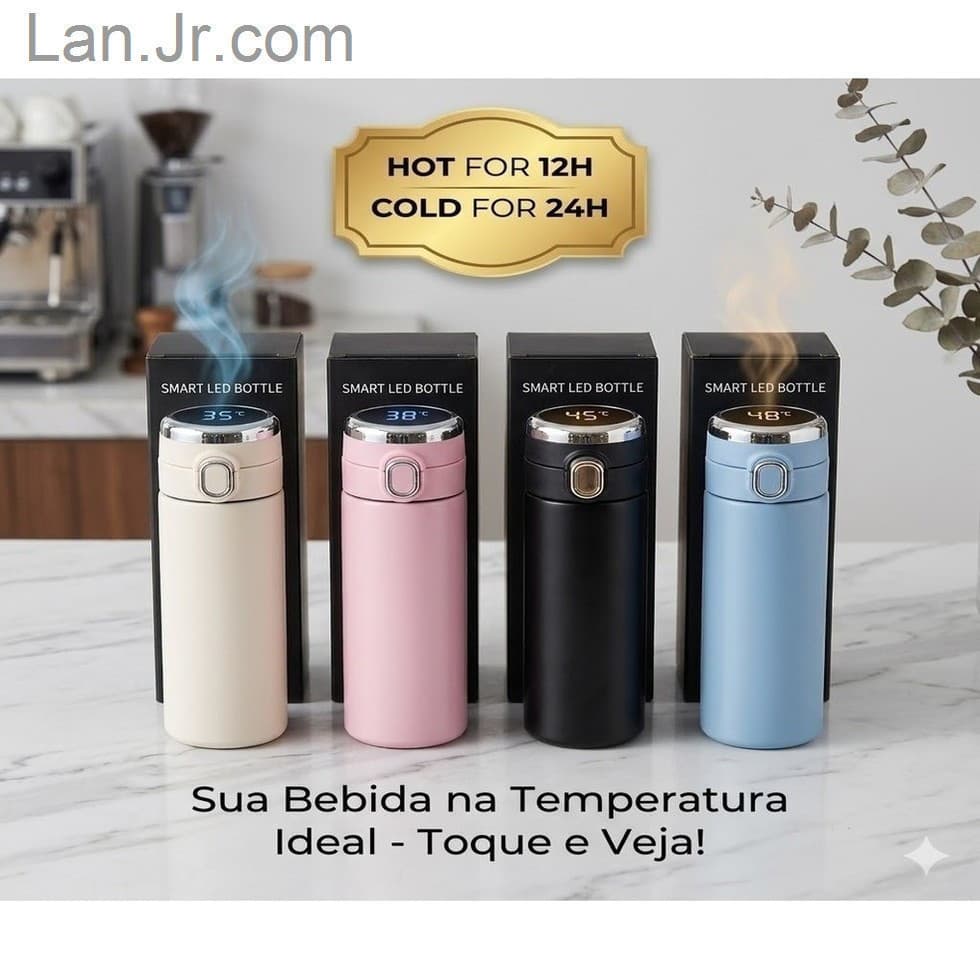Garrafa Térmica Smart LED Bottle - Sensor de Temperatura Digital 500mlVR0GO7KQ