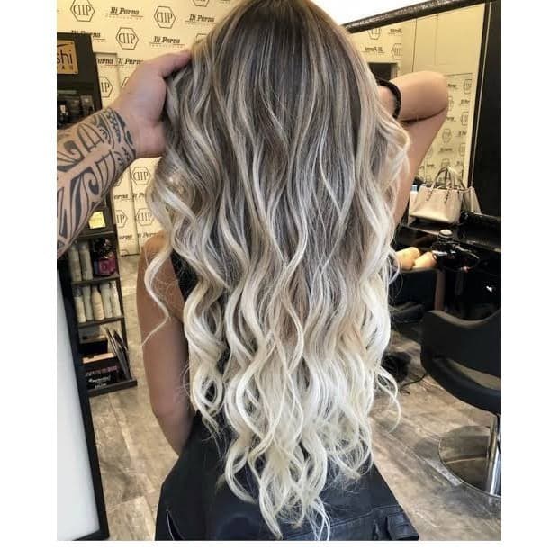 Aplique de cabelo Tic Tac Loiro claro Com a Raiz Esfumada cabelo Orgânico
