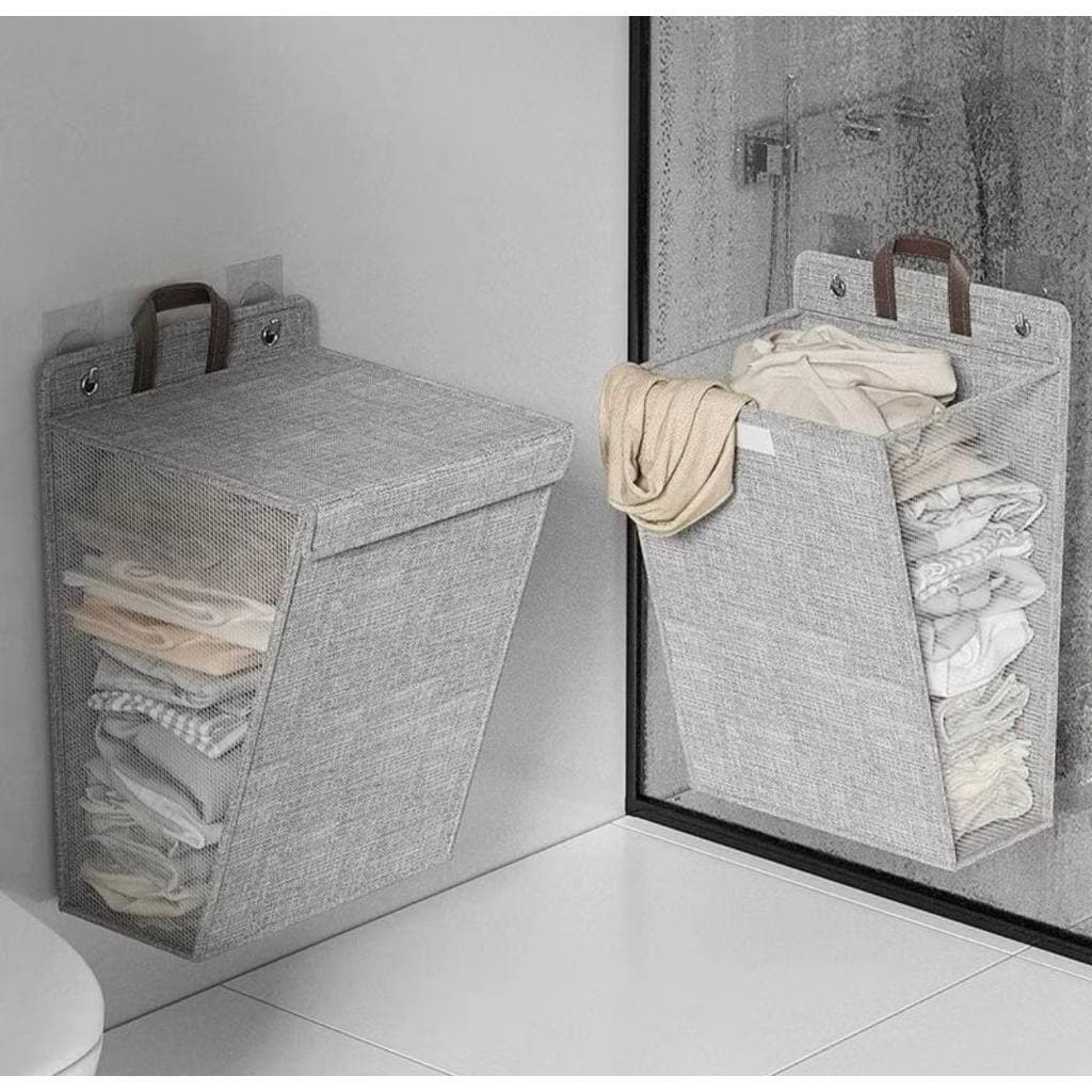 Cesto de Roupa Multifuncional Lavanderia Dobrável de Pendurar na Parede - Envio Imediato!