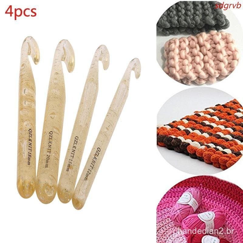 4 Peças Conjunto de Agulhas de Crochê Grandes de Plástico Acessórios de Costura