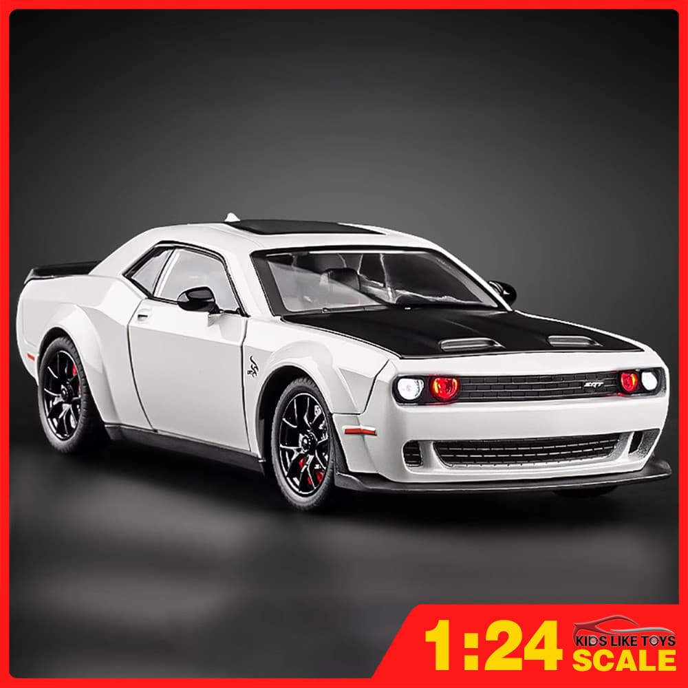 KLT 1 : 24 Carregador Dodge SRT Hellcat Metal Alloy Toys Car Modelo Diecast Veículo Para Meninos Simulação De Som Efeito