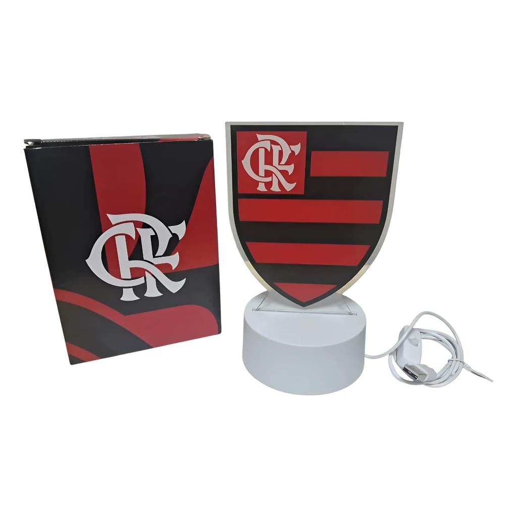 Luminária Led Usb Acrílico Transparente Time De Futebol