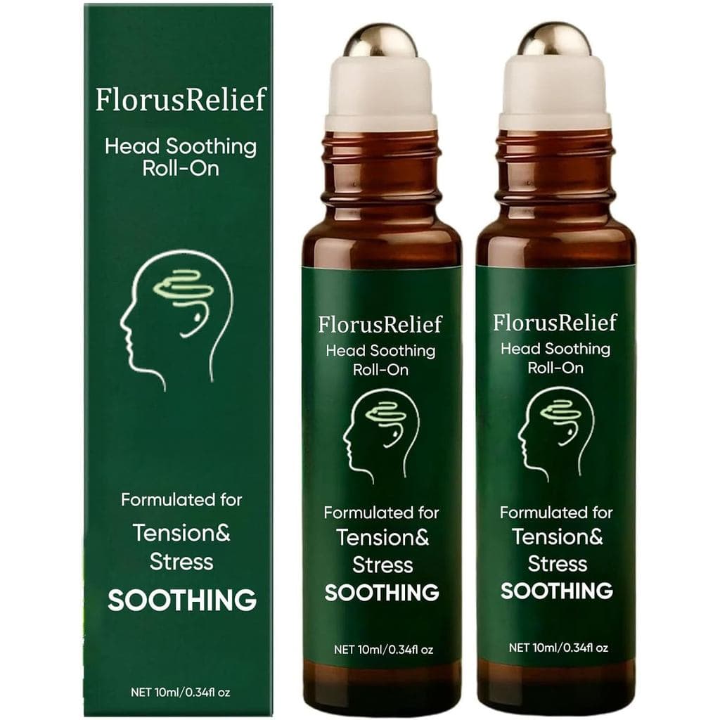 Florus Roll-On, Óleo Essencial de Hortelã em Roll-On para Alívio Rápido de Dores de Cabeça, Suporte de Longa Duração